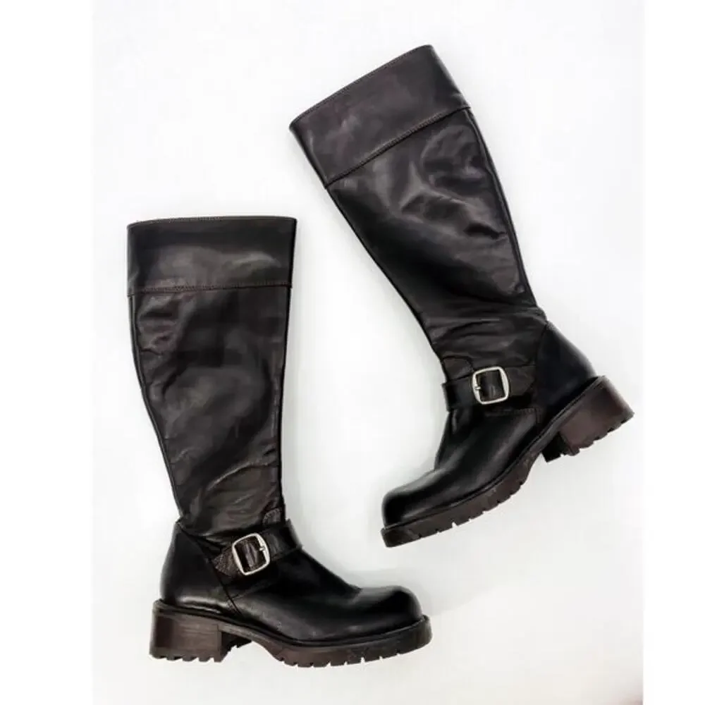 J. Crew Brown leather Chunky‎ Heel Boots